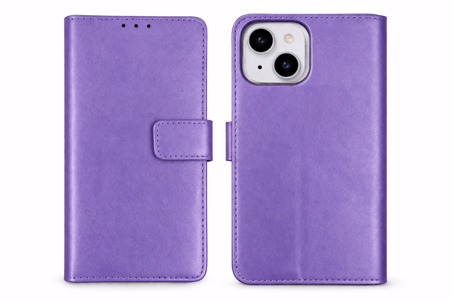 iPhone 15 - Classic Leather Wallet - Purple